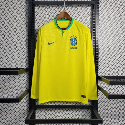 Voetbalshirt Brazilië Thuis 2022/23 WK Lange Mouw