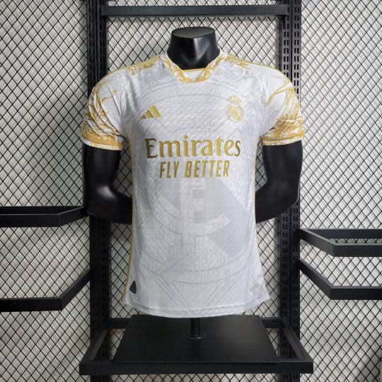 Voetbalshirt Real Madrid seizoen 2023-2024 gelimiteerde editie goud